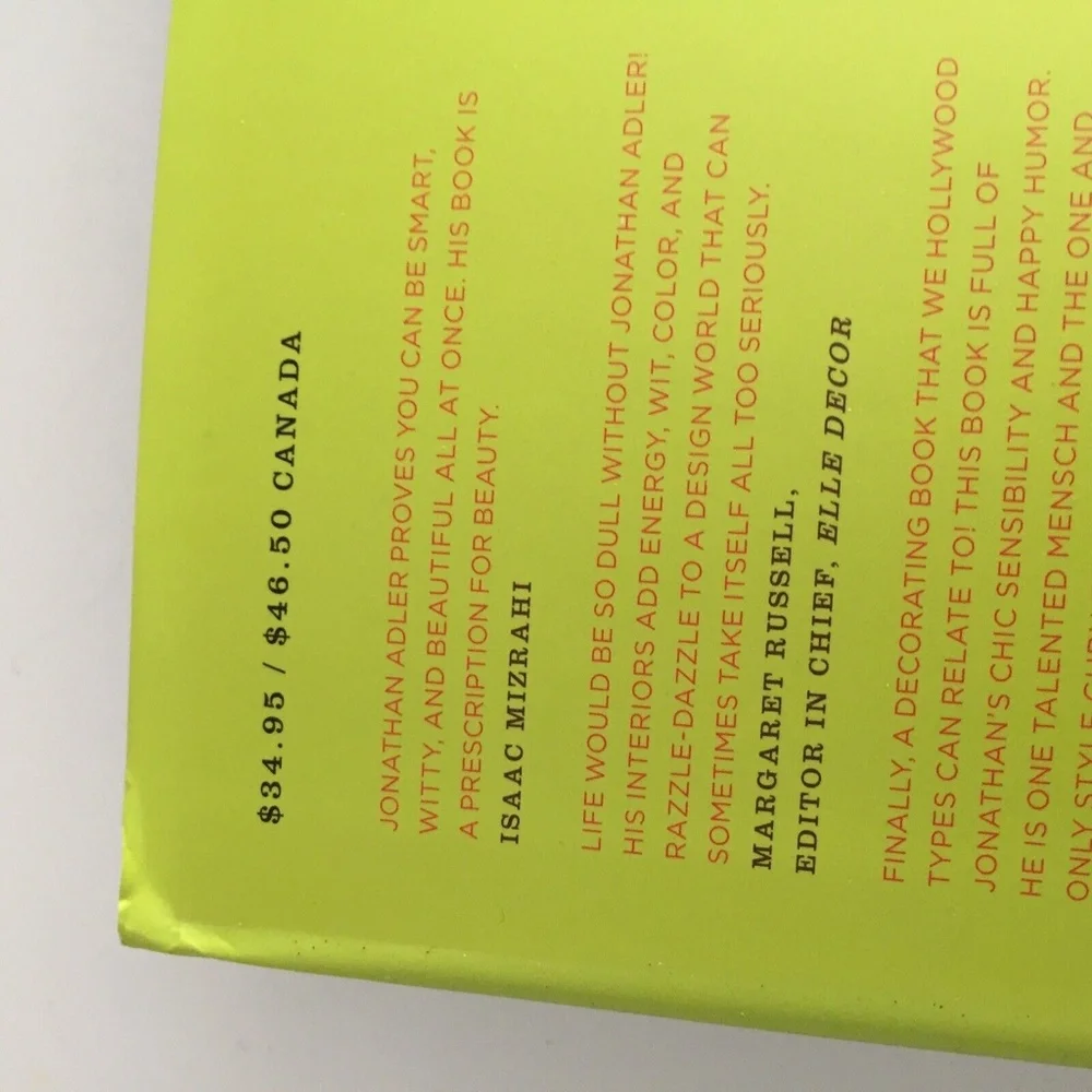 Jonathan Adler My Prescription for Anti-Depressive Living Hard Cover Book NEW